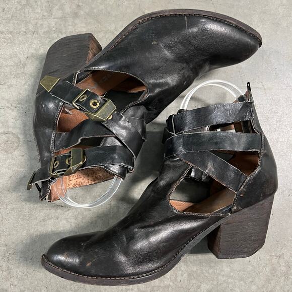 Jeffrey Campbell US 9.5 Everwell Ibiza Brown Leather Cutout Ankle Boots Shoes - Picture 4 of 13